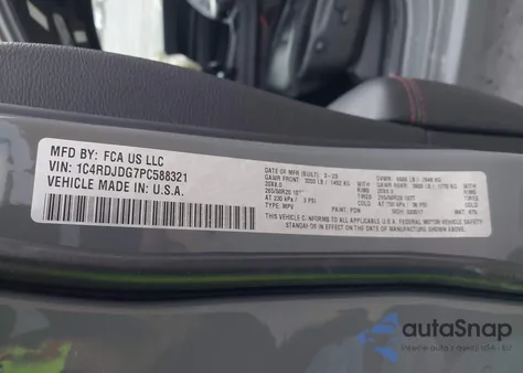 2023 Dodge Durango Gt Plus Awd из США, поврежденный, VIN 1C4RDJDG7PC588321